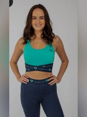 Aubrion Dagenham Sports Bra Teal & Navy Blue Size Medium